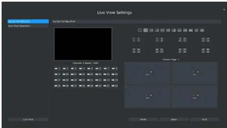 Milesight MS-N5016-UT - Step1. Click Main Ment→ Live View→ Layout configuration - 1