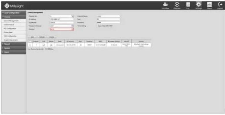 Milesight MS-N5016-UT - Method2. Add IP Channel in camera management interface - 4