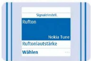 Signaleinstell, Rufton Nokia Tune Ruftonlautstärke Wählen