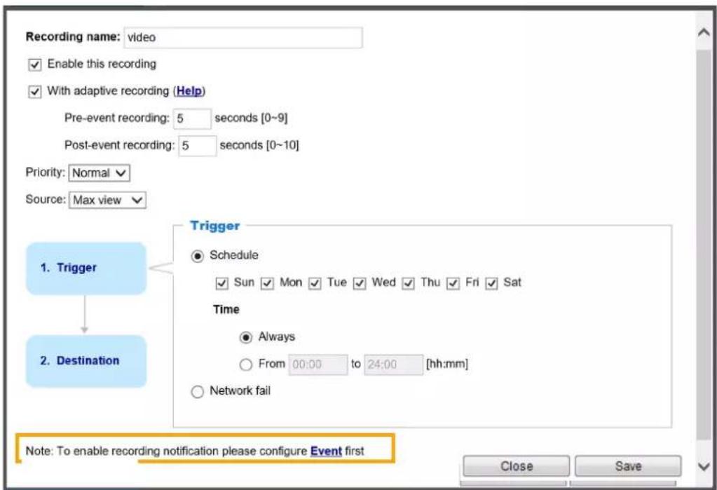 Vivotek FD9365-EHTV - Recording Settings - 1