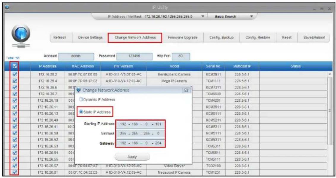ACTi A31 - Manually adjust the IP addresses of multiple cameras: - 1
