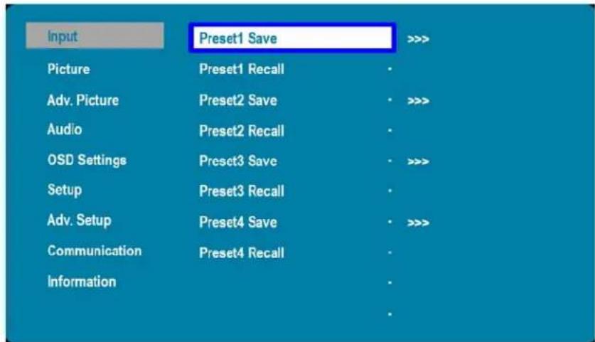 Planar EP5814K - Multi-Source Presets Submenu - 1
