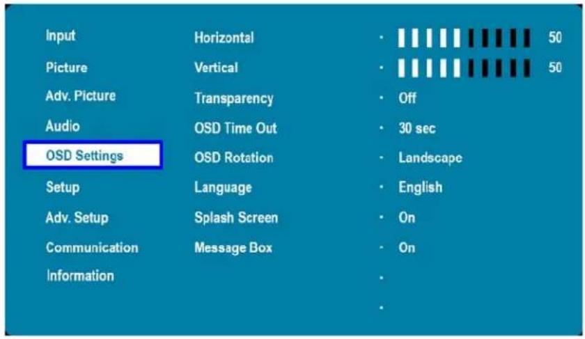 Planar EP5814K - OSD Settings Menu - 1