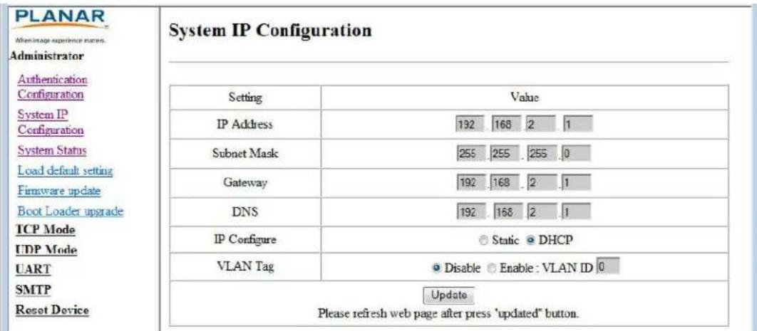Planar EP5814K - System IP Configuration - 1