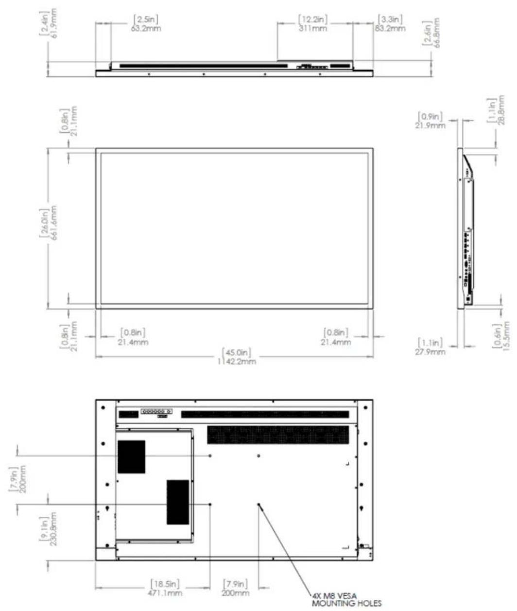 Planar EP5814K - Dimensions - 1