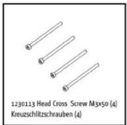 1230113 Head Cross Screw M3x50 (4) Kreuzschlitzschrauben (4)