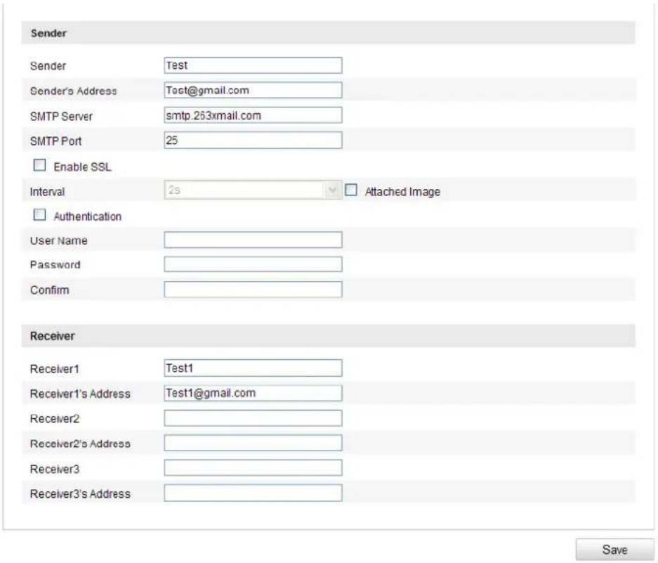 Hikvision DS-2CD4A85F-IZHS - Configuration > Advanced Configuration > Network > Email - 1