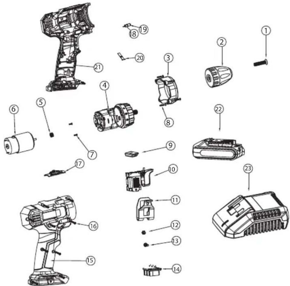 Workzone 20V Max Li-Ion Drill with 59 Pc Project Kit - Warranty - 1