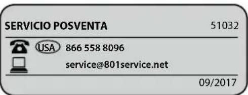 SERVICIO POSVENTA 51032 USA 866 558 8096 service@801service.net 09/2017