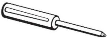 Line drawing of a screwdriver with a pointed tip (no text or symbols)