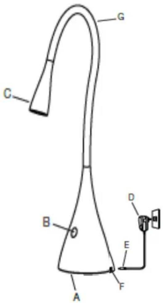 Easy Home Gooseneck LED Touch Desk Lamp KL-L008 - Partes principales - 1