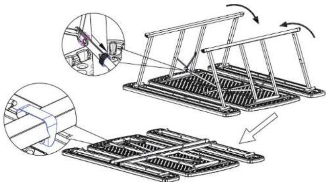 Technical illustration of a mechanical assembly with exploded view and side view (no text or symbols)