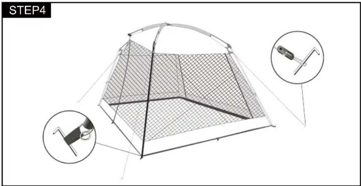 Gardenline Outdoor Screen House 52647 - STEP 4: Stake Screen House - 1