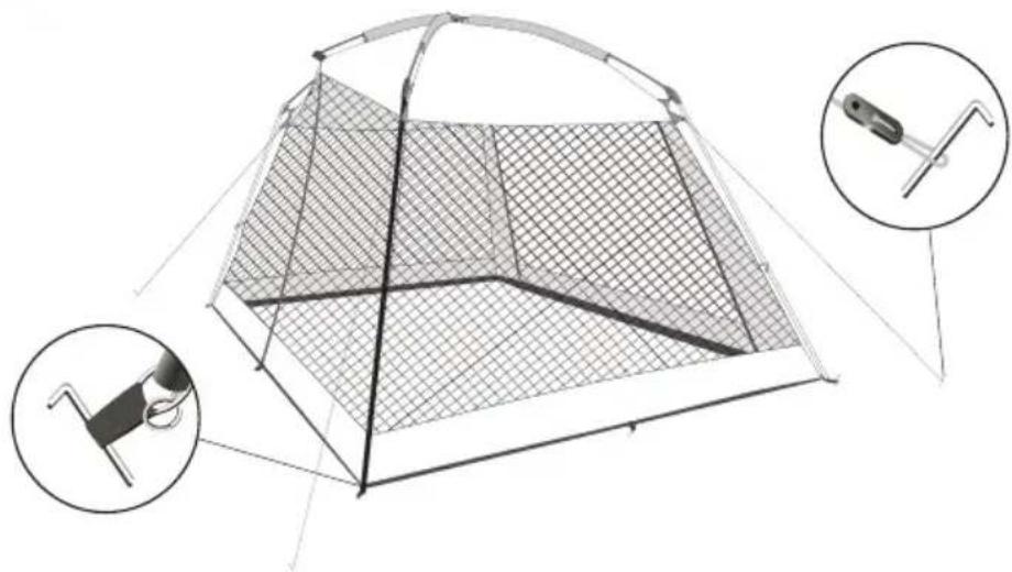 Gardenline Outdoor Screen House 52647 - PASO 4: Colocar las estacas de la casa de malla - 1