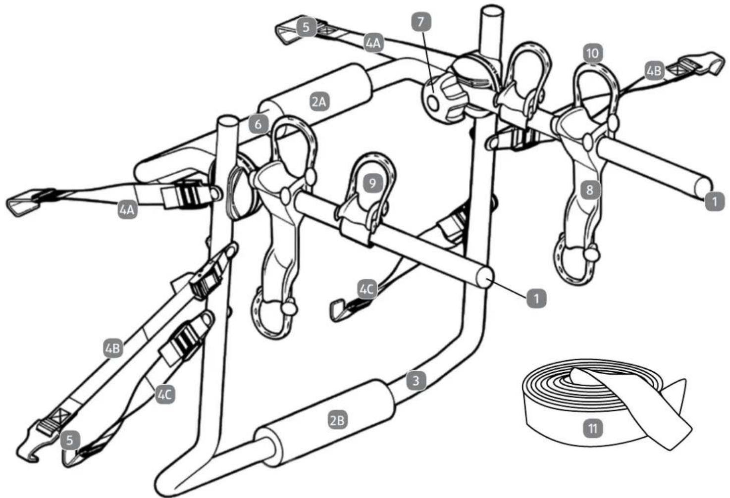 Bikemate 2-Bike Trunk Rack SCT102 - Contents - 1
