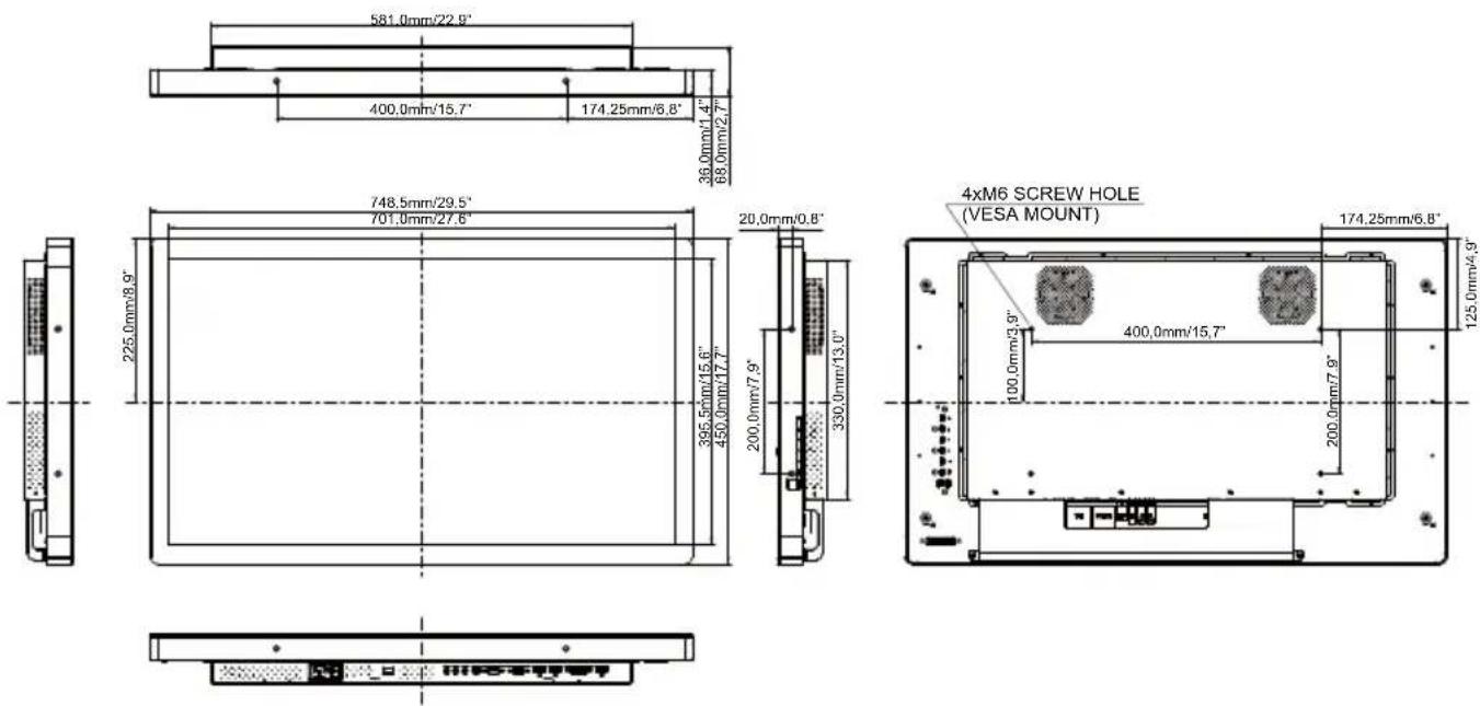 IIYAMA TF4338MSC-B1AG - ABMESSUNGEN : ProLite TF3238MSC - 1