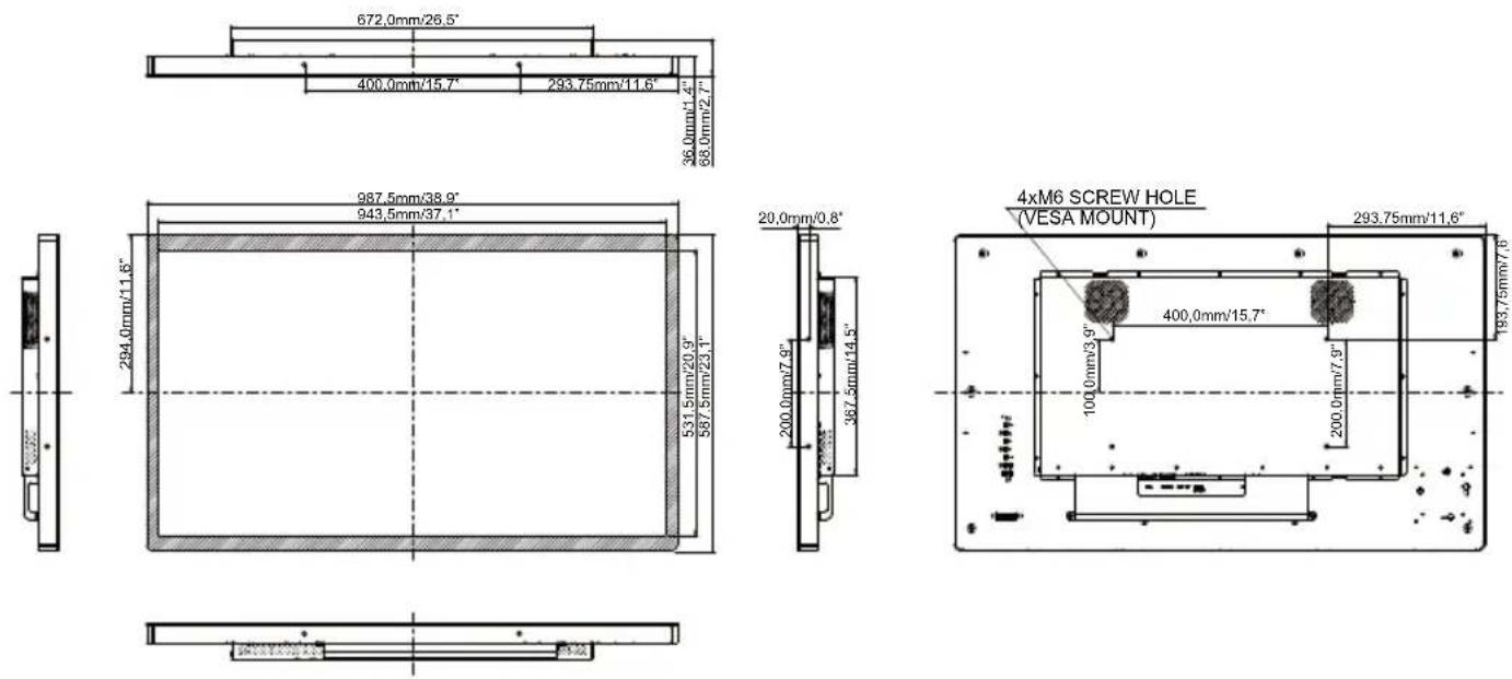 IIYAMA TF3238MSC-B1AG - ABMESSUNGEN : ProLite TF4338MSC - 1