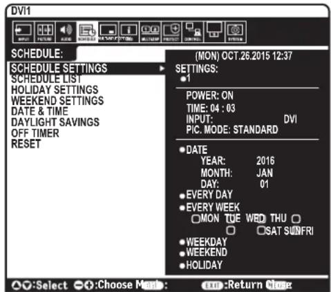 NEC MultiSync V484-T - NOTE 1: CREATING A SCHEDULE - 1