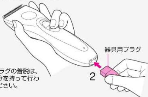 ラグの着脱は、 分を持って行わ 下さい。 2 器具用プラグ