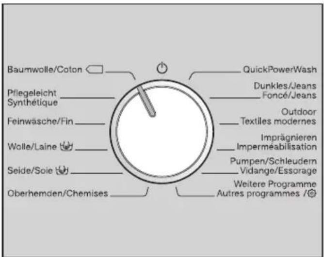 MIELE WWI 300-20 CH PWash 2.0 XL - Anwahl der Standardprogramme über den Programmwähler - 1