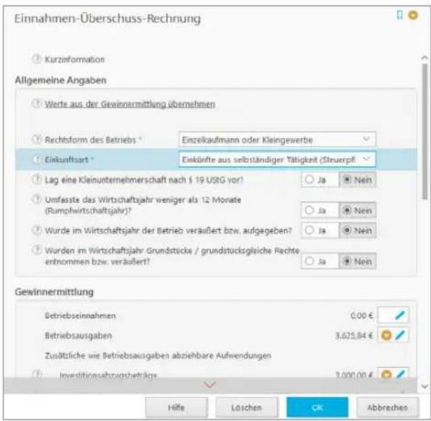 Buhl Tax 2017 Professional - Einnahmen-Überschuss-Rechnung - 1