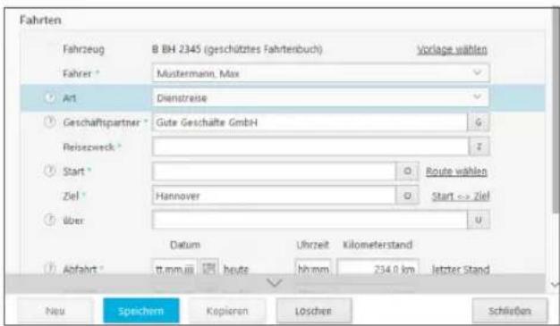 Buhl Tax 2017 Professional - Fahrtenbuch neu anlegen / bearbeiten - 2