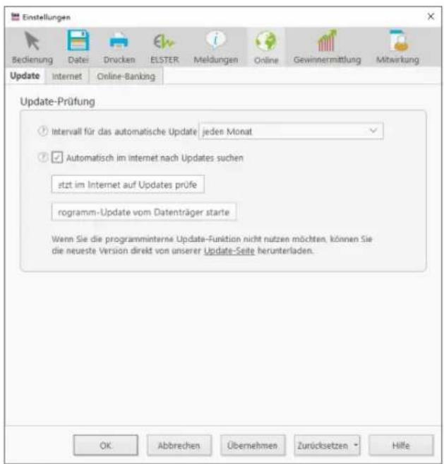 Buhl Tax 2017 Professional - Die Online-Einstellungen - 1