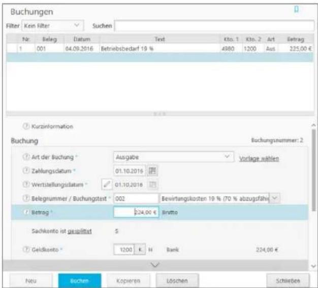 Buhl Tax 2017 Professional - Arbeitsbereich Der Arbeitsbereich ist für die Datenerfassung ausgelegt. - 1