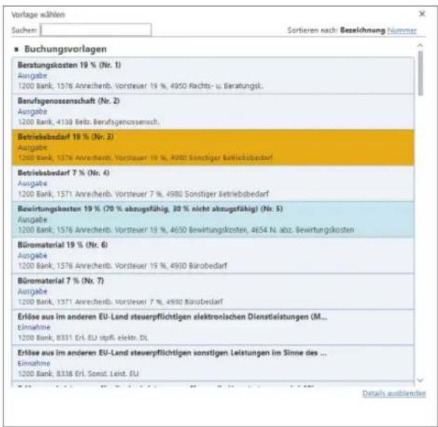 Buhl Tax 2017 Professional - Buchungsvorlagen anlegen - 2