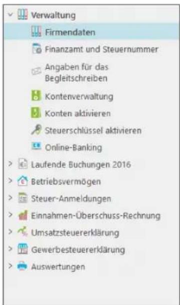 Buhl Tax 2017 Professional - Navigationsbereich - 1