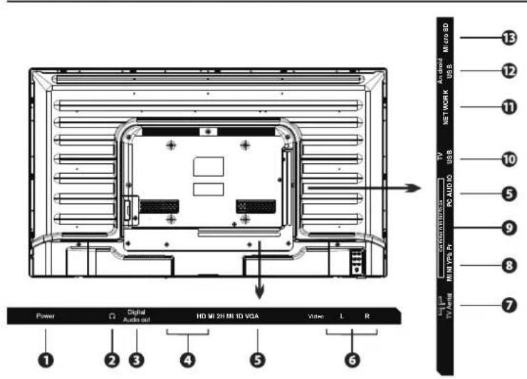 Cello C43ANSMT - Rear View and Sockets - 1