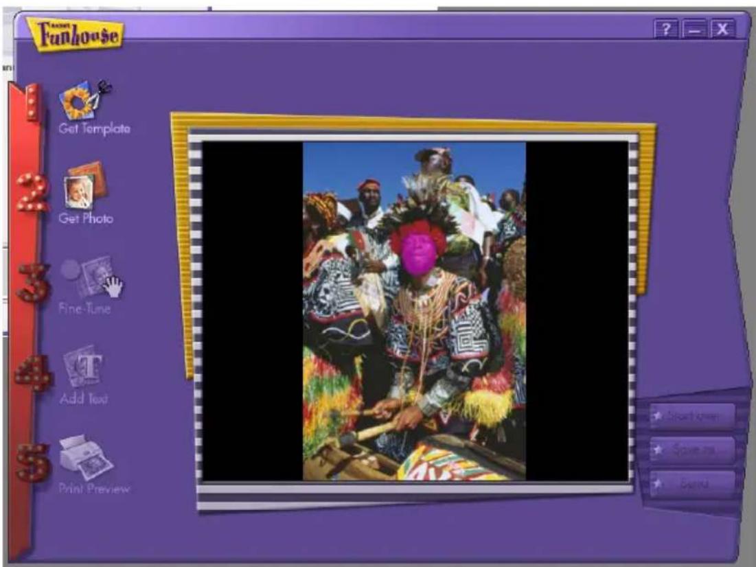 Funhouse Get Template Get Photo Fine-Tune Add Text Print Preview ★ Start color ★ Spinning ★ Band