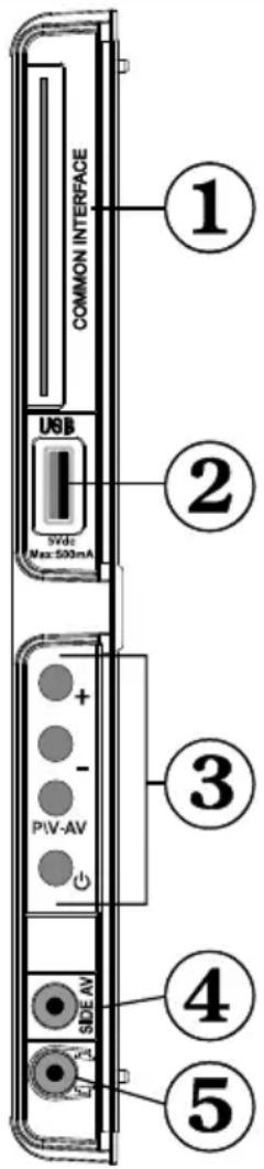COMMON INTERFACE USB SVdc Max: 500mA + - PIV-AV - SIDE AV ① ② ③ ④ ⑤