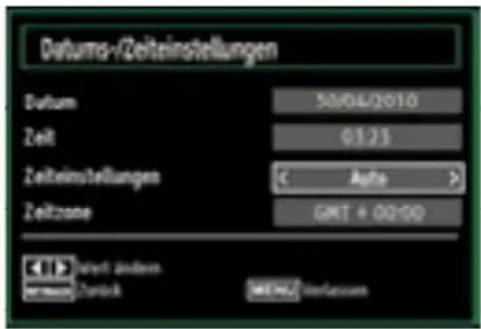 Datum-/Zeiteinstellungen Datum 50/04/2010 Zeit 03:21 Zeiteinstellungen < Ago > Zeitzone GMT + 00:00 Select anders. Verreischutz WEHHL überfassam