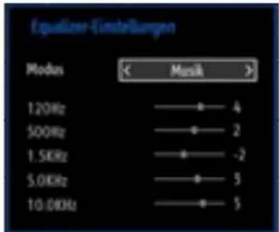 Equalizer-Einstellungen Modes 1.2GHz —— 4 500Hz —— 2 1.5KHz —— -2 5.0KHz —— 5 10.0KHz —— 5