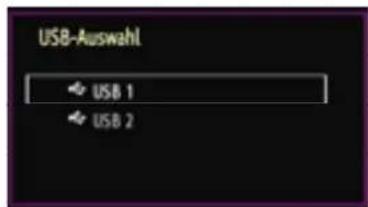 USB-Auswahl USB 1 USB 2