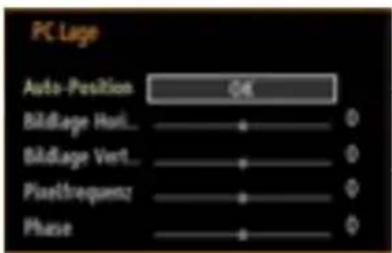 PC Large Auto-Position OK Bildlage Hui... 0 Bildlage Vert... 0 Pixelfrequency 0 Phase 0