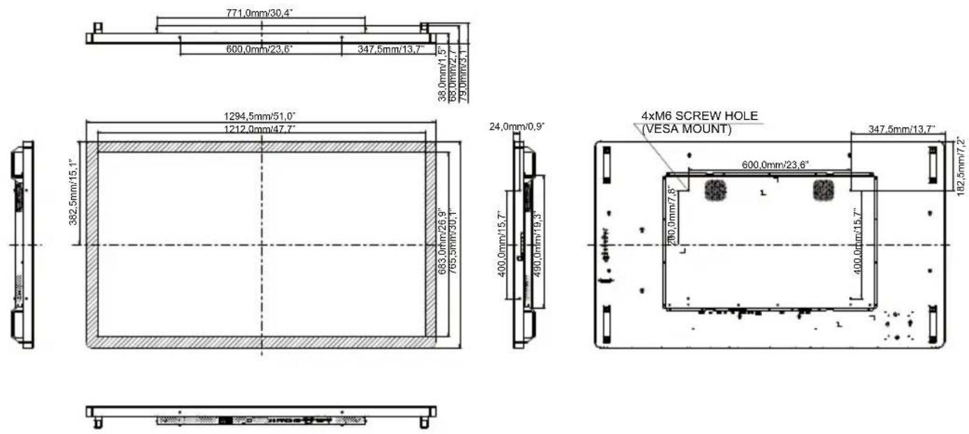 IIYAMA ProLite TF5538UHSC-W1AG - ABMESSUNGEN : ProLite TF5538UHSC - 1