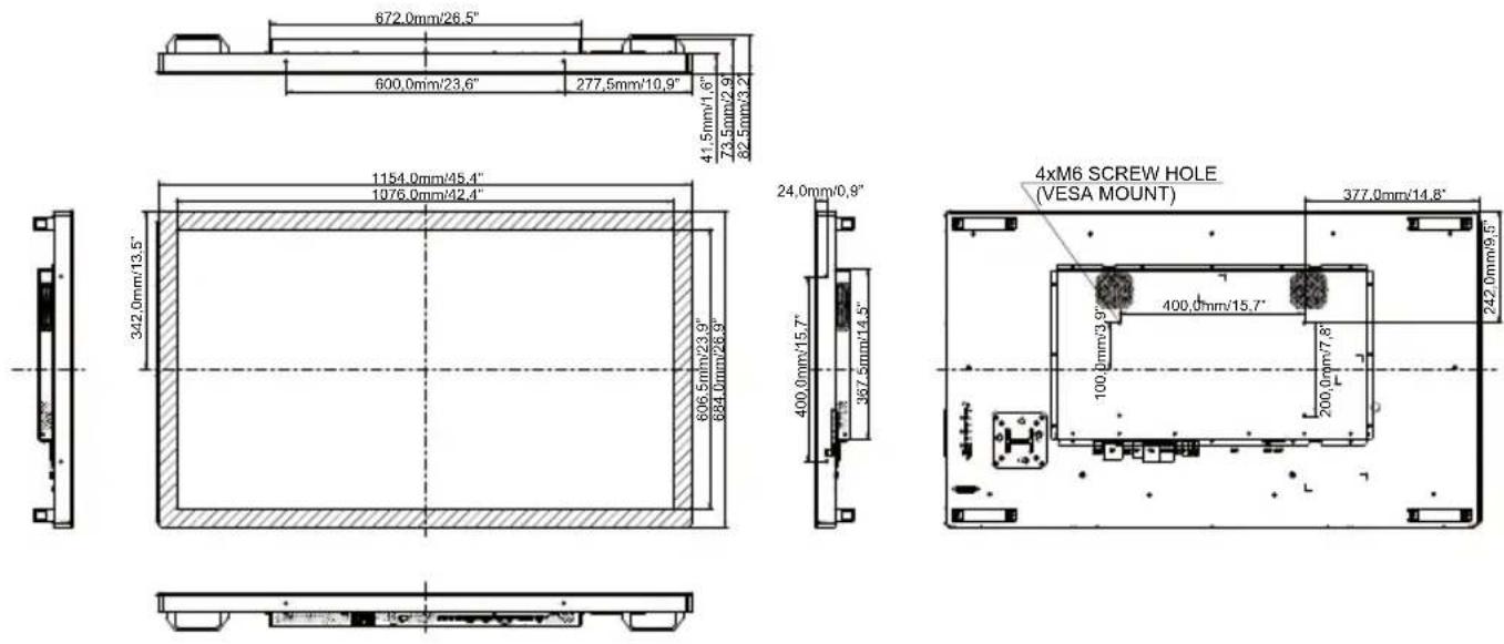 IIYAMA ProLite TF5538UHSC-W1AG - ABMESSUNGEN : ProLite TF4938UHSC - 1