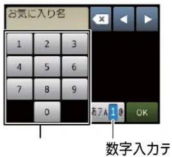 お気に入り名 1 2 3 4 5 6 7 8 9 0 あてA 1 0 OK 数字入力テ