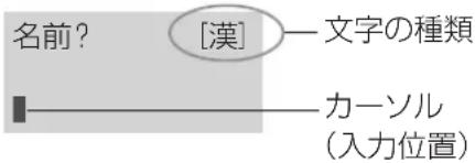 名前？ [漢] — 文字の種類 カーソル (入力位置)