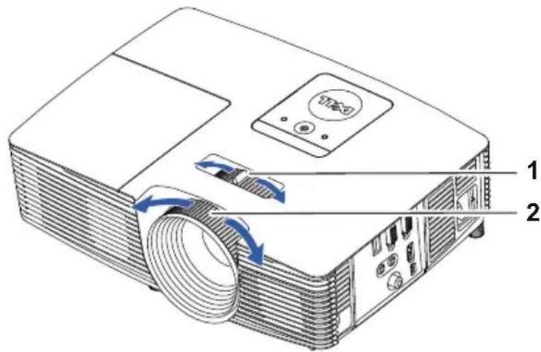 Diagram of a projector with labeled parts and directional arrows indicating motion or flow