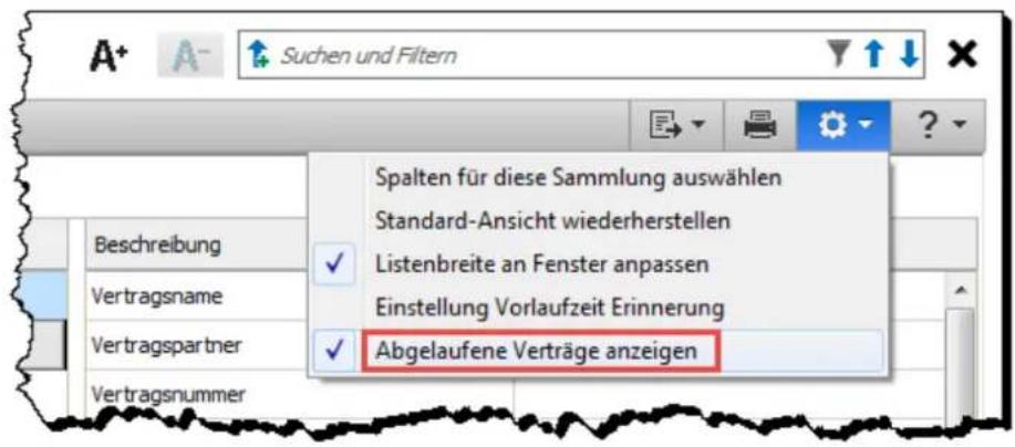 Lexware FinanzManager 2019 - Ausblenden von Verträgen - 2