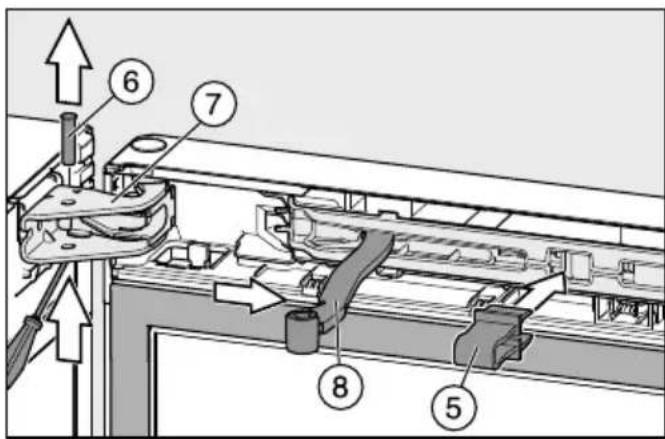 MIELE KFNS 28463 E - Oberen Türschließdämpfer lösen - 1