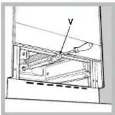 Technical diagram showing a mechanical assembly with labeled components V and h, likely from an engineering or physics context.