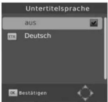 Untertitelsprache aus Deutsch OK Bestätigen