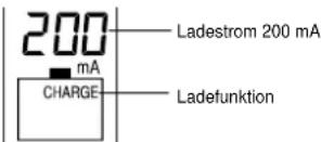 200 mA CHARGE Ladestrom 200 mA Ladefunktion