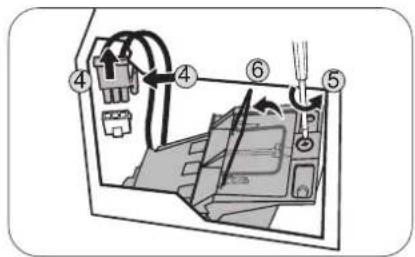 Diagram of a device interior with numbered components and wiring connections