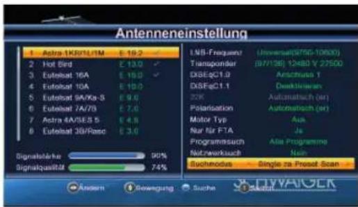 Schwaiger DSR512HD - Einzelne Satelliten durchsuchen - 1