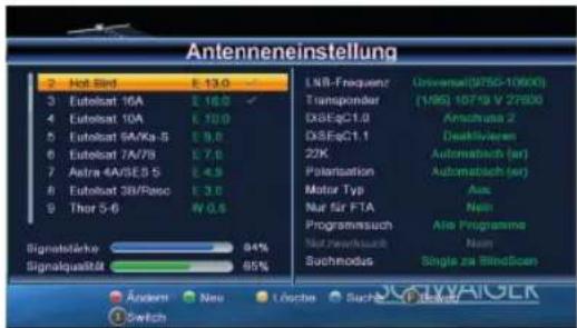 Schwaiger DSR512HD - SATELLITENLISTE - 1